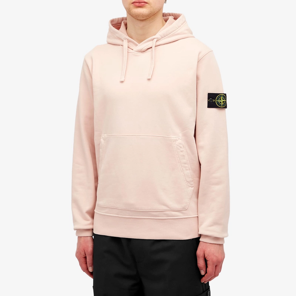 Stone Island Men's Garment Dyed Popover Hoodie Antique Rose
